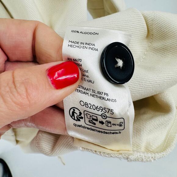 Maeve Oversized Collared Swing Jacket Cream Textured Button Front Size L - Picture 6 of 8